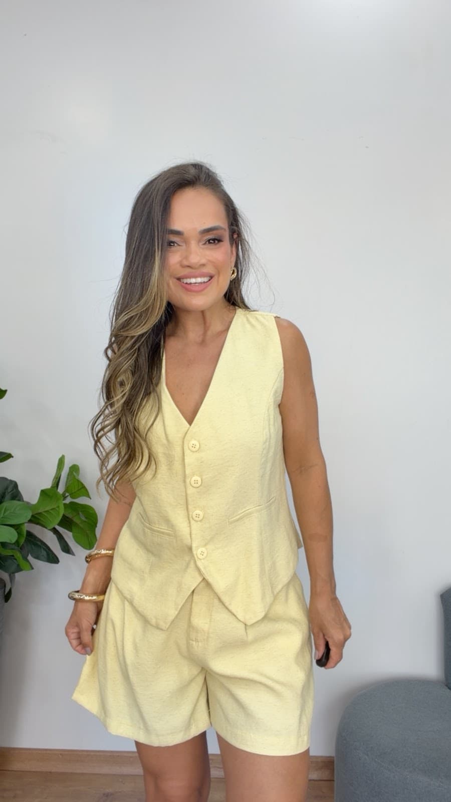 Conjunto Colete e Short de Linho