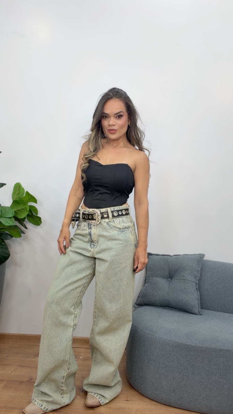 Calça Wide Leg Jeans